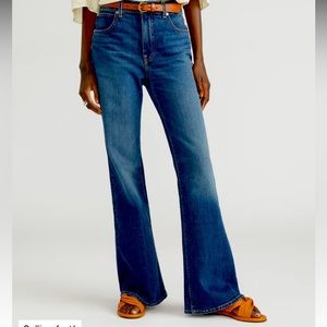 Everlane High Rise Flare Jean in 29, Deep Indigo Blue